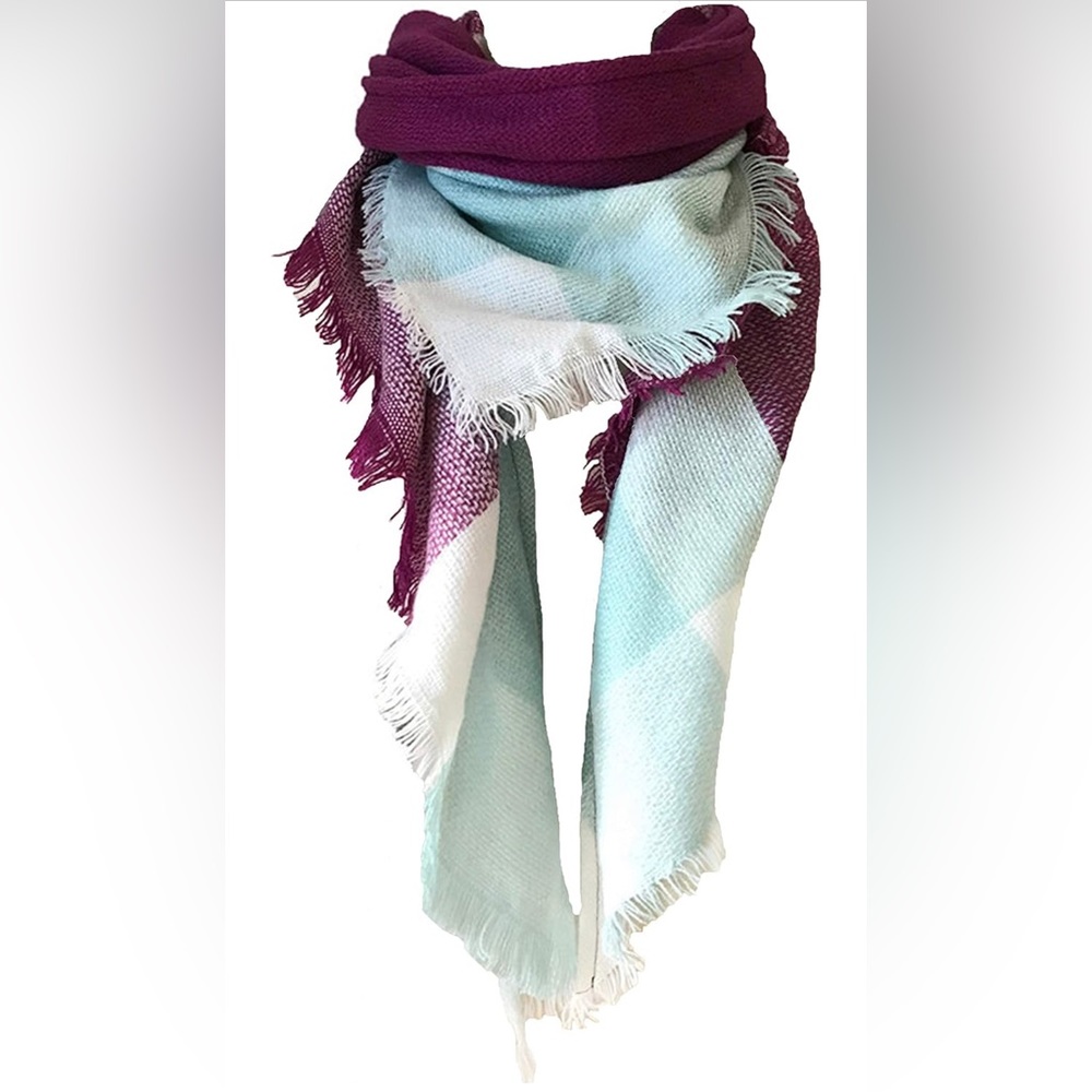 Womens Winter Scarfs Warm Scarf Half Shawls Triangle Scarves Stripe 🧣